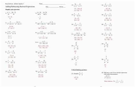 rational expressions worksheet answers